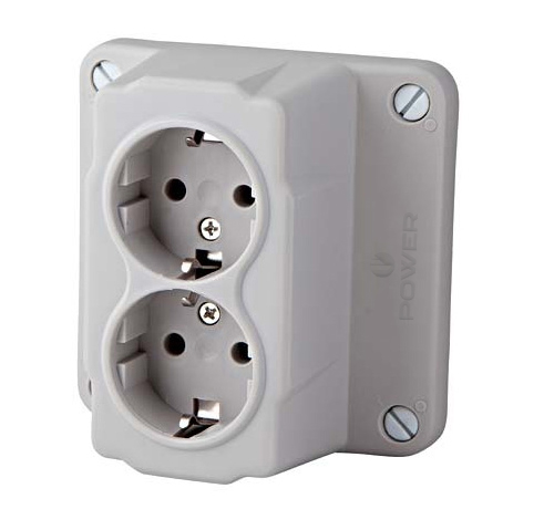 Deksel kabeldoos incl. 2vdg contactdoos bedraad grijs