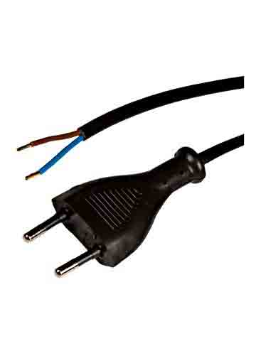 Aansluitleiding 3,0m H03VVH2-F2x0,75mm2 zwart Euro 2,5A/250V