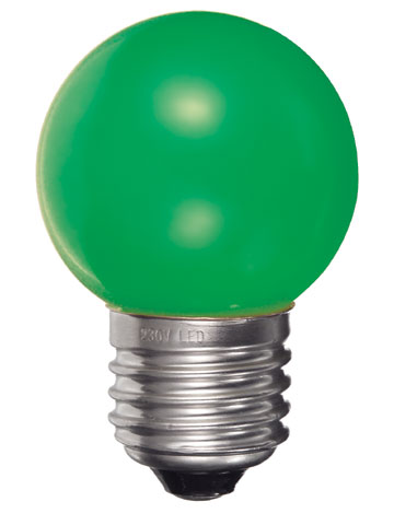 LED Kogellamp 0.5W E27 230VAC groen IP20